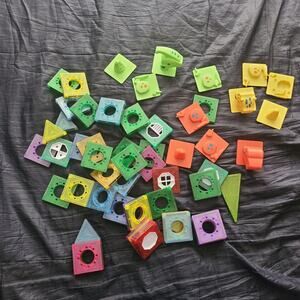 Bag full Magnetic Tiles Neon Colors Squares Triangles Building Toy  dinosaurs